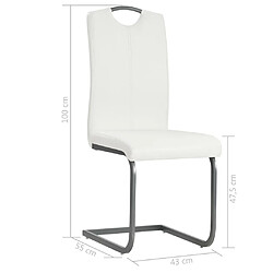 vidaXL Chaises à manger cantilever lot de 2 blanc similicuir pas cher