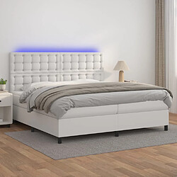 vidaXL Sommier à lattes de lit avec matelas et LED Blanc 200x200 cm 