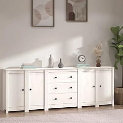 Maison Chic Buffet,Meuble de Rangement,commode pour salon,Cuisine Blanc 230x35x80 cm Bois massif de pin -MN36198