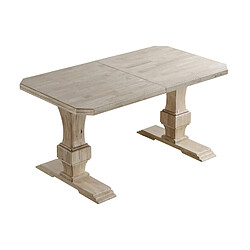 Pegane Table à manger extensible en bois de chêne nordique avec pied en bois sculpté - Longueur 160-240 x Profondeur 90 x Hauteur 79 cm