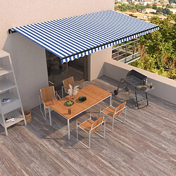 Maison Chic Auvent manuel rétractable,Store manuel de porte 600x350 cm Bleu et blanc -GKD18557