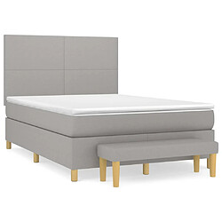 vidaXL Sommier à lattes de lit avec matelas Gris clair 140x200cm Tissu