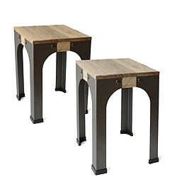 Ds Meubles Lot de 2 Tabourets bas Bristol