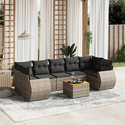 Maison Chic Ensemble Tables et chaises d'extérieur 8 pcs avec coussins,Salon de jardin gris résine tressée -GKD271535