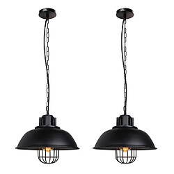 Stoex 2X Suspension Luminaire Rétro Lampe À Suspension en Fer Métallique Plafonnier Vintage D'Intérieur Noir Pour Café Bureau Bar Club Ø33CM