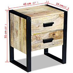 vidaXL Table auxiliaire à 2 tiroirs bois manguier massif 43x33x51 cm pas cher