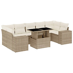 vidaXL Salon de jardin avec coussins 8 pcs beige résine tressée