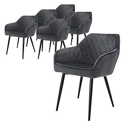 ML-Design Lot 6x chaises de salle à manger rembourré en velours fauteuils salon anthracite 