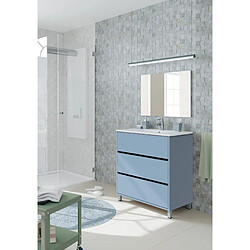 Acheter Pegane Meuble de salle de bain avec 3 portes coloris bleu azul - Hauteur 88 x Longueur 81 x Profondeur 47 cm