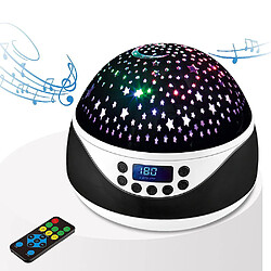 Universal Lumière de nuit Projecteur étoilé, Lumière de musique pour bébés 360 ° Rotation Lumière étoile LED Projecteur étoile ciel avec 8 projections de lumière couleur avec télécommande et minuteur pour bébés et enfants, (noir)