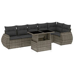 vidaXL Salon de jardin avec coussins 7 pcs gris résine tressée