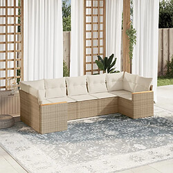 vidaXL Salon de jardin avec coussins 7 pcs beige résine tressée