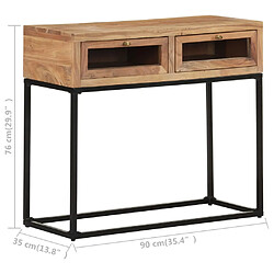 vidaXL Table console 90x35x76 cm Bois d'acacia massif pas cher