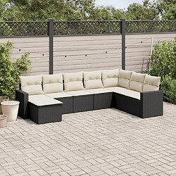 vidaXL Salon de jardin 8 pcs avec coussins noir résine tressée 