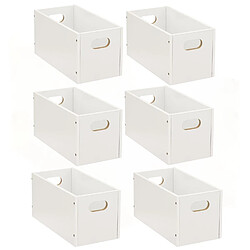 Toilinux Lot de 6 Boîtes de rangement rectangulaire en MDF - L. 31 x H. 15 cm - Blanc Toilinux - Lot de 6 Boîtes de rangement rectangulaire en MDF - L. 31 x H. 15 cm - Blanc - Design