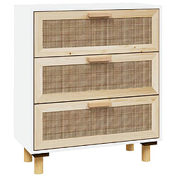 Maison Chic Buffet,Meuble de Rangement,commode pour salon,Cuisine Blanc 60x30x70 cm Bois de pin massif et rotin naturel -MN44927