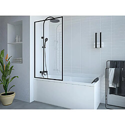 Vente-Unique Pare baignoire noir mat style industriel - 70 x 140 cm - Verre trempé - BRADENTON