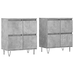 vidaXL Buffets 2 pcs gris béton bois d'ingénierie