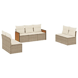 vidaXL Salon de jardin avec coussins 7 pcs beige résine tressée