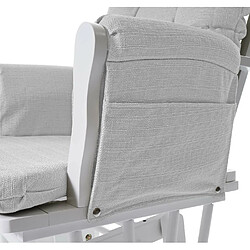 Mendler Fauteuil relax HWC-C76 fauteuil à bascule, rocking-chair, tissu ~ gris clair, monture blanche pas cher