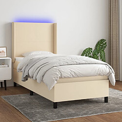 Sommier à lattes,Cadre à lattes de lit pour Adulte matelas et LED Crème 90x200 cm Tissu -MN56083