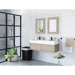 Vente-Unique Miroir de salle de bain contour chêne - L70 x H50 cm - ALANA 