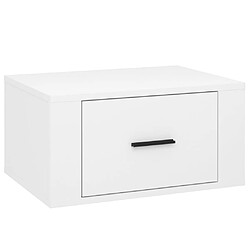 vidaXL Table de chevet murale Blanc brillant 50x36x25 cm