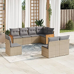 Maison Chic Salon de jardin avec coussins 8 pcs | Ensemble de Table et chaises | Mobilier d'Extérieur beige résine tressée -GKD14980