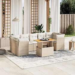 vidaXL Salon de jardin avec coussins 8 pcs beige résine tressée