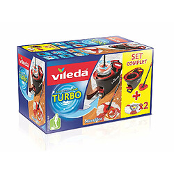 Vileda Easy Wring & Clean TURBO Set Complet Pack Special Seau rotatif + Balai + 2 têtes microfibres incluses