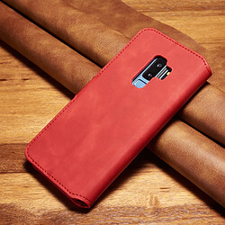 Etui en PU style rétro rouge pour votre Samsung Galaxy S9 Plus