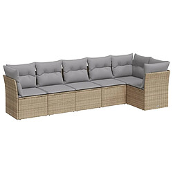 vidaXL Salon de jardin avec coussins 6 pcs beige résine tressée