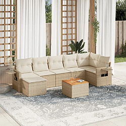 vidaXL Salon de jardin avec coussins 8 pcs beige résine tressée 