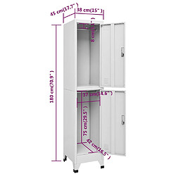 vidaXL Armoire à casier avec 2 compartiments 38x45x180 cm pas cher