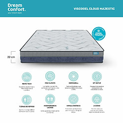 Matelas HR Viscogel Cloud Majestic 90x190 22 cm Double Face Indépendance des Lits Fermeté Haute Dream Confort pas cher