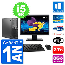 PC Lenovo M90 SFF Ecran 27" Intel Core i5-650 RAM 8Go Disque 2To Windows 10 Wifi - Occasion