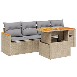 vidaXL Salon de jardin avec coussins 5 pcs beige résine tressée