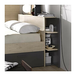 Acheter Youdoit Lit adulte 160 x 200 cm - 3 tiroirs + Tête de lit avec rangement - Décor chêne et anthracite