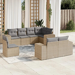 vidaXL Salon de jardin avec coussins 8 pcs beige résine tressée 