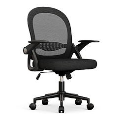 BIGZZIA Chaise de bureau | Fauteuil avec housse en maille respirante | ergonomique | accoudoirs rabattables & réglable en hauteur | noir