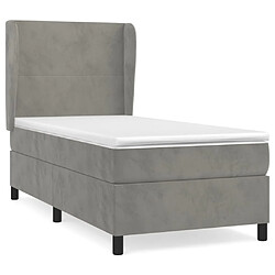 vidaXL Sommier à lattes de lit et matelas Gris clair 100x200cm Velours