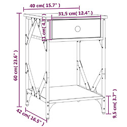 vidaXL Table de chevet chêne fumé 40x42x60 cm bois d'ingénierie pas cher