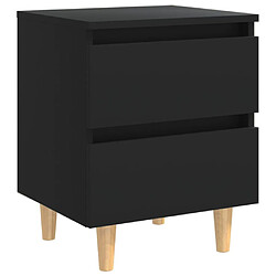 Maison Chic Table de chevet avec pieds en pin, Table de Nuit Noir 40x35x50 cm