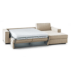 Avis Autrement Talamo Italia Canapé-lit d'angle Beatrice, Fabriqué en Italie, Ouverture pivotante avec matelas et sommier à lattes, Péninsule de rangement à gauche, avec accoudoirs standard, Cm: 280x95h90, Couleur Beige