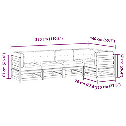 vidaXL Salon de jardin 5 pcs avec coussins bois de pin imprégné pas cher