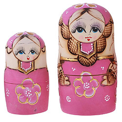 7 PCS magnifiquement fait à la main en bois Russie nidification souhaitant poupée Matryoshka rose