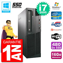 PC Lenovo ThinkCentre M82 SFF i7-2600 RAM 16Go SSD 480Go Graveur DVD Wifi W7 · Occasion 