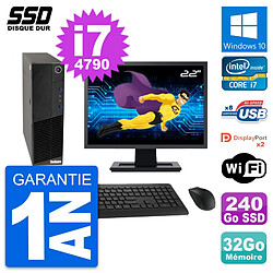 PC Lenovo M83 SFF Ecran 22" Intel i7-4790 RAM 32Go SSD 240Go Windows 10 Wifi - Occasion