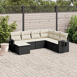 Maison Chic Ensemble Tables et chaises d'extérieur 7pcs avec coussins,Salon de jardin noir résine tressée -GKD825240