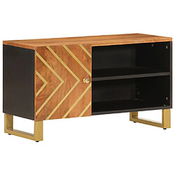 Maison Chic Meuble TV scandinave - Banc TV pour salon marron et noir 80x31,5x46 cm bois massif de manguier -MN13969